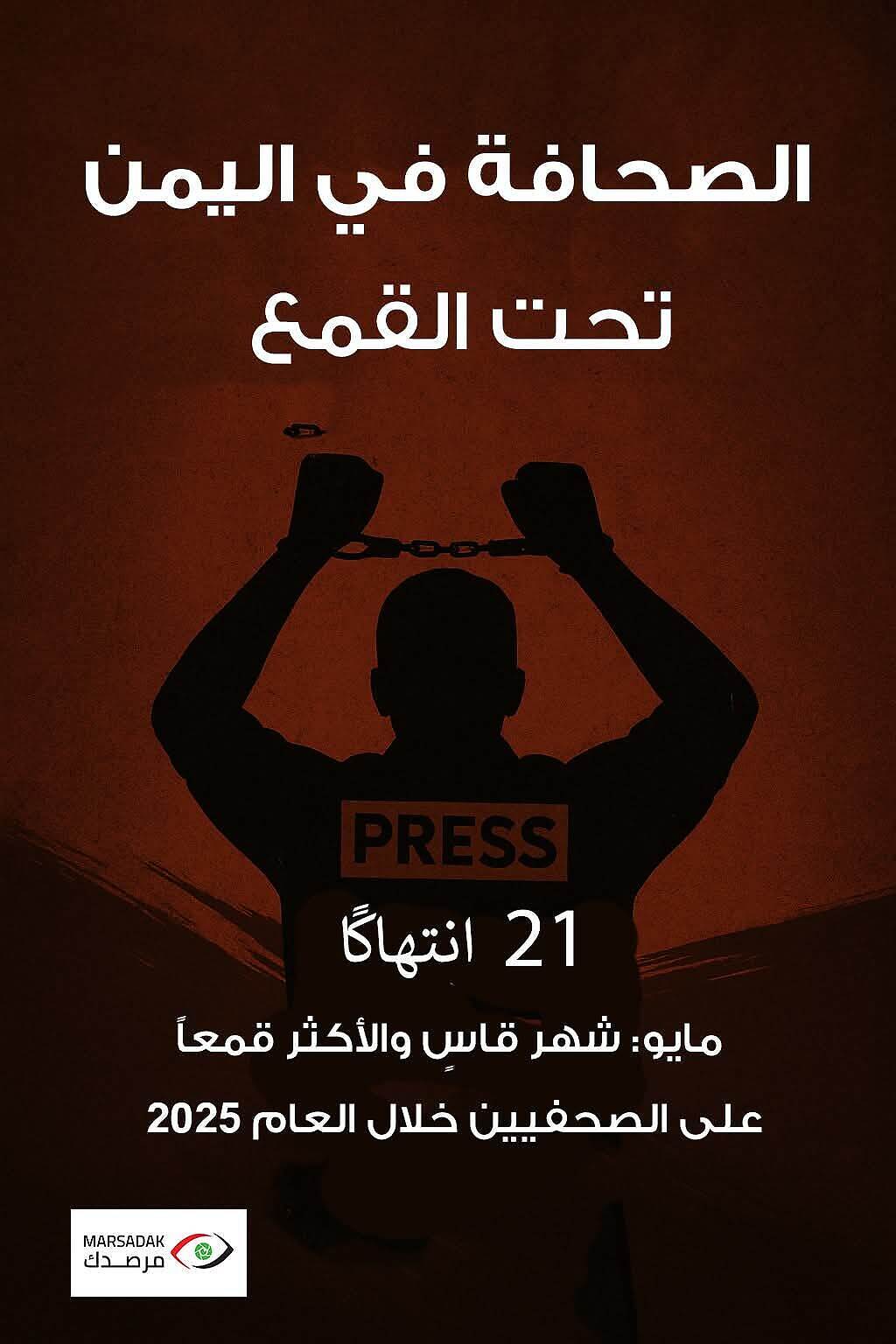 مرصد الحريات الإعلامية يوثّق 21 انتهاكًا ضد الصحفيين في مايو شملت اعتقالات ومحاكمات