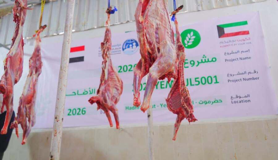بدعم من العون المباشر الكويتية.. تدشين توزيع مشروع الأضاحي لـ1320 مستفيداً في حضرموت